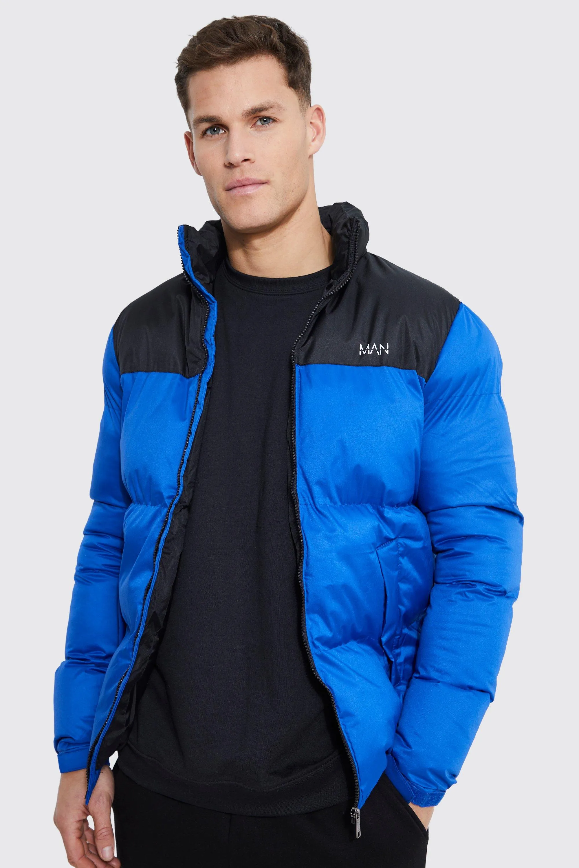 Tall Man Dash Colour Block Puffer | boohooMAN UK