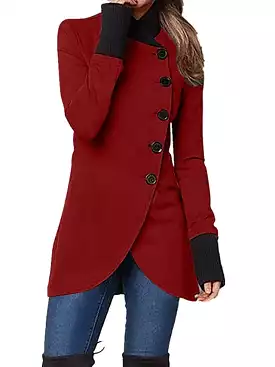 Trendy Women's Windproof Trench Coat with Stand Collar and Slim Fit Long Sleeve