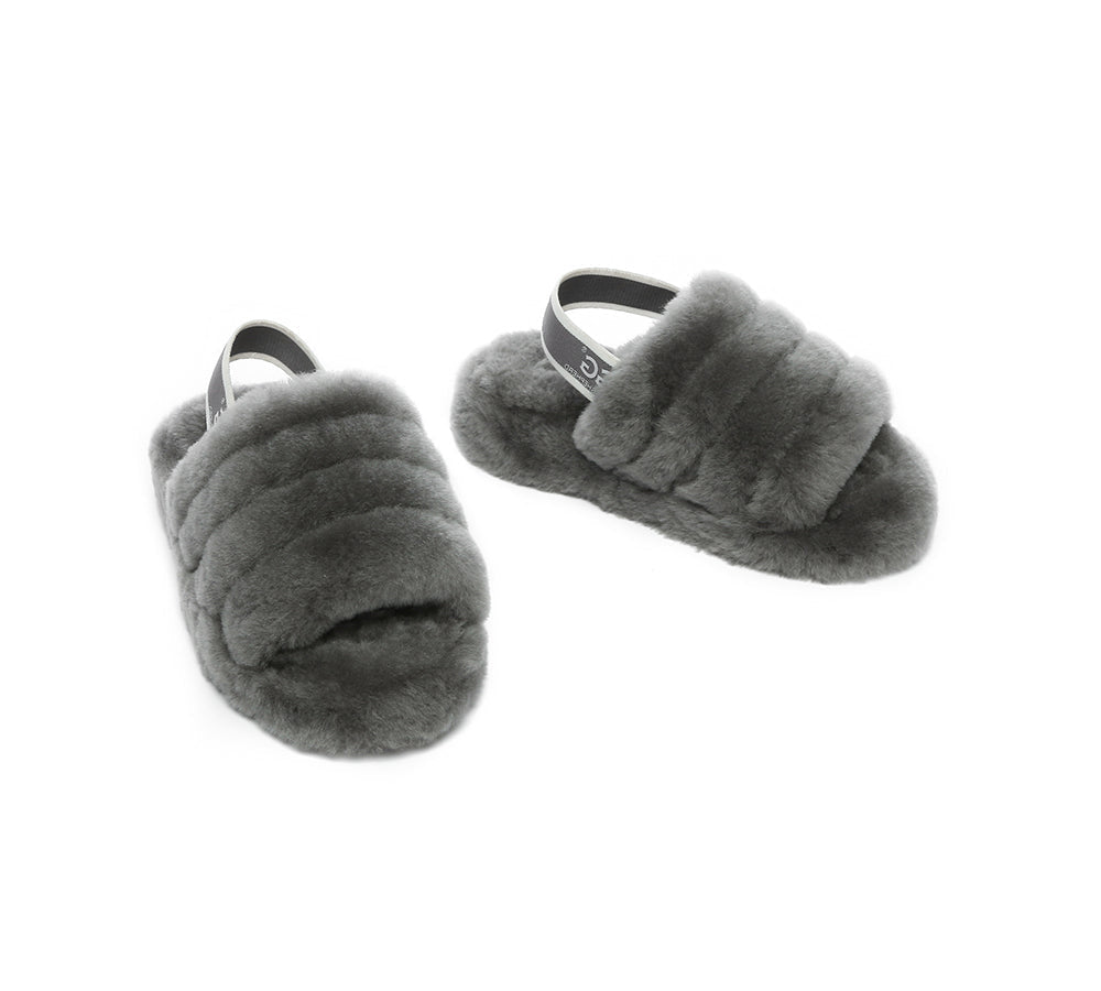 UGG AUSTRALIAN SHEPHERD Kids Slingback Fluffy Slides Puffy