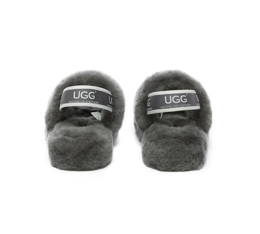 UGG AUSTRALIAN SHEPHERD Kids Slingback Fluffy Slides Puffy