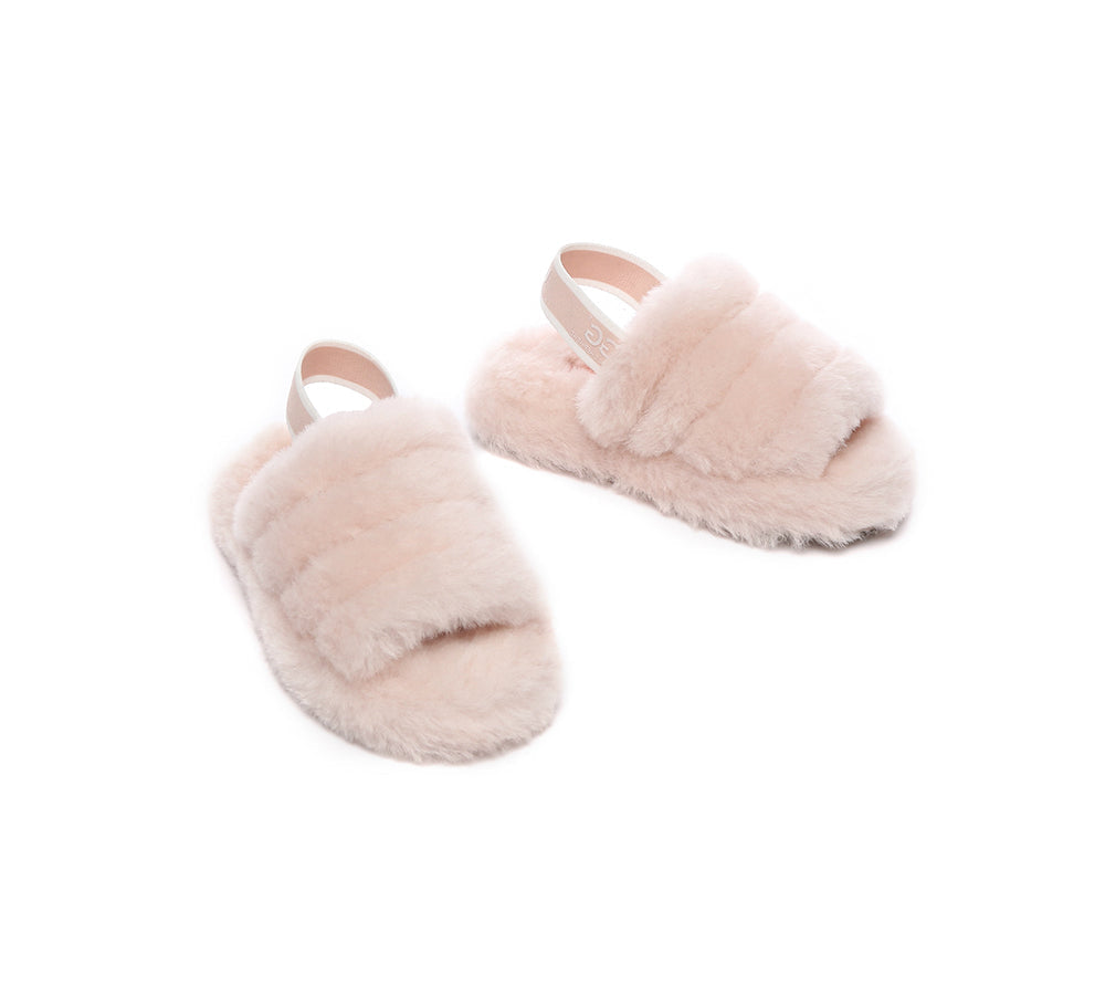 UGG AUSTRALIAN SHEPHERD Kids Slingback Fluffy Slides Puffy