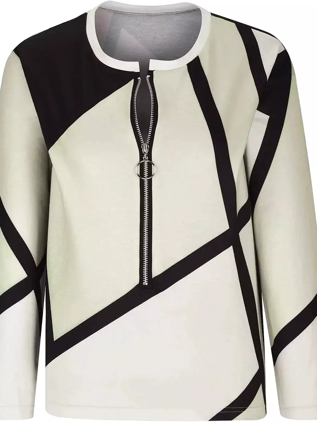 Versatile Women's Plus Size Zip Up Sweatshirt with Color Block Print