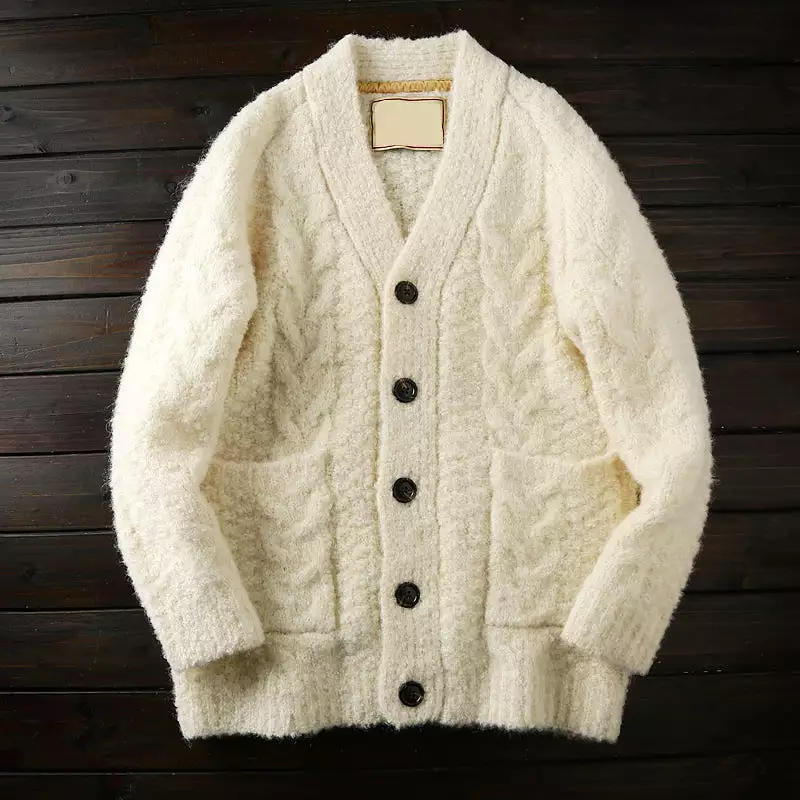 Warm Thickened wool cardigan men's knitted sweater jacket