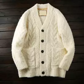 Warm Thickened wool cardigan men's knitted sweater jacket