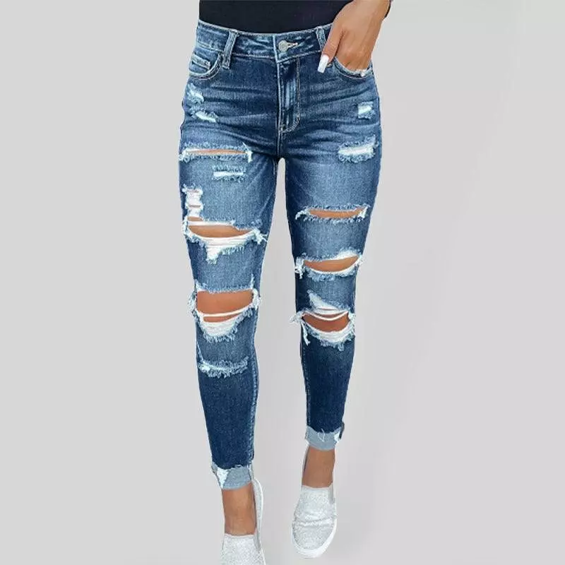 Women Distressed Skinny Jeans - Lined