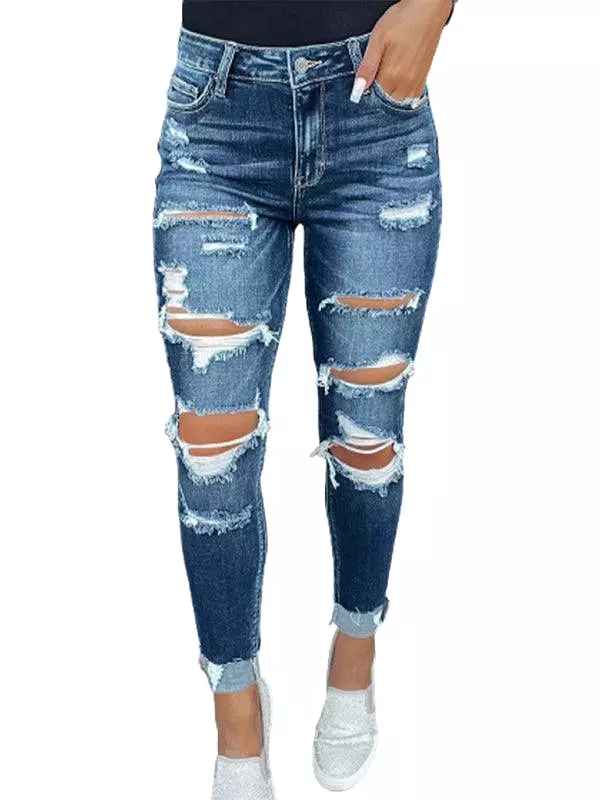 Women Distressed Skinny Jeans - Lined