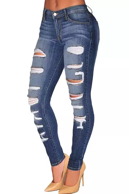 Women Skinny Distressed Stretch Jeans