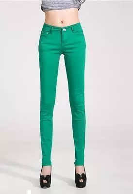 Women Skinny Jeans, Grass Green