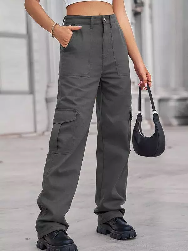 Women Solid Twill Cargo Pants