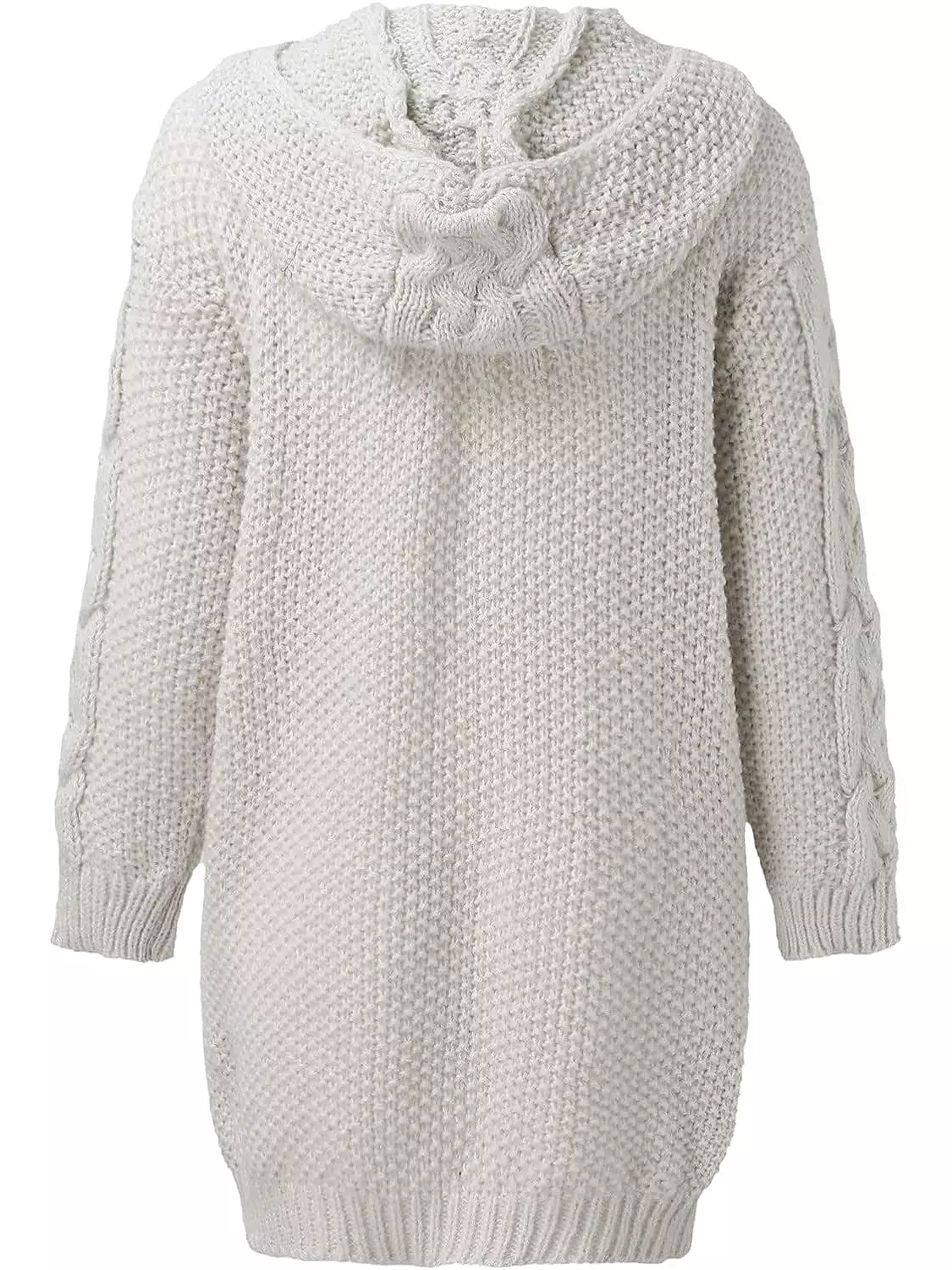 Women's Cozy Cable Knit Hooded Cardigan Coat