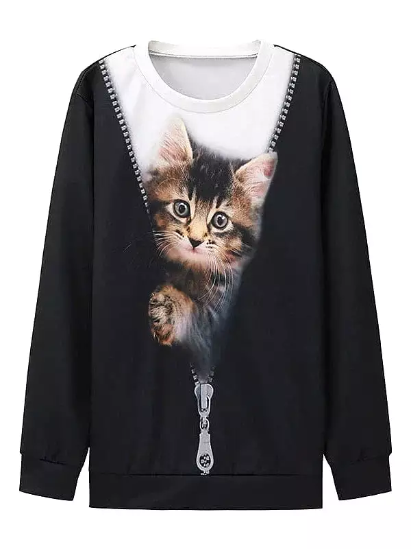 Women's Plus Size Cat Street Casual Sweatshirt Pullover