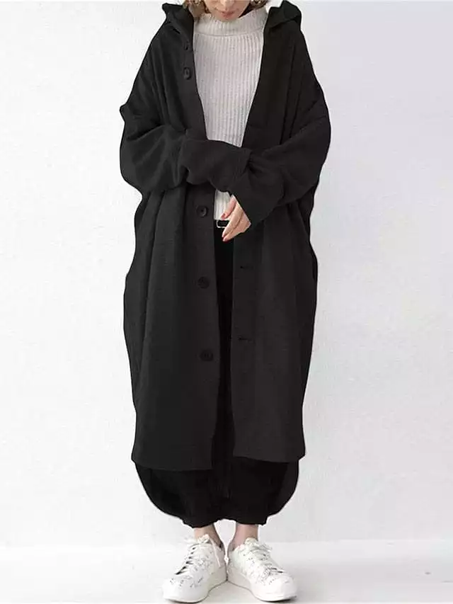 Women's Stylish Long Dusty Coat with Zip-Up Design - Fashionable and Functional