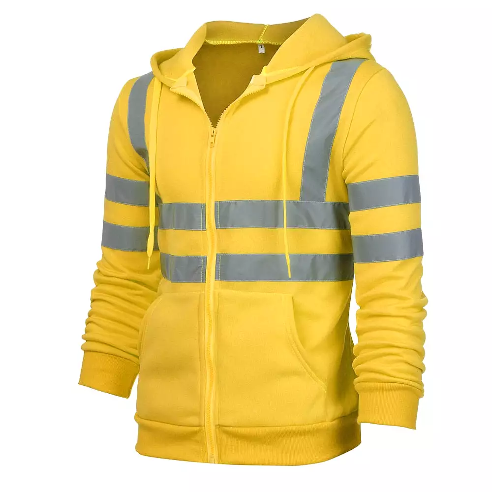 YSK HOODIE1: Men's Safety Reflective Zipper Sweatshirt